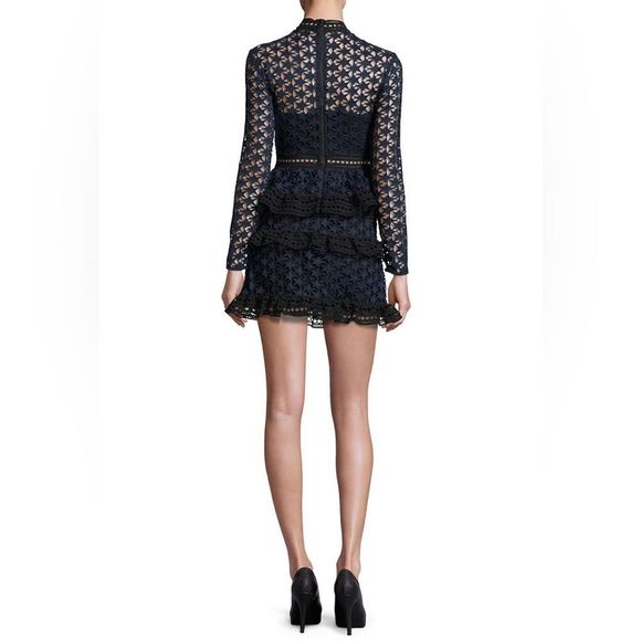 Self-Portrait Lace dress us 4 mini Black And Blue - Picture 2 of 5